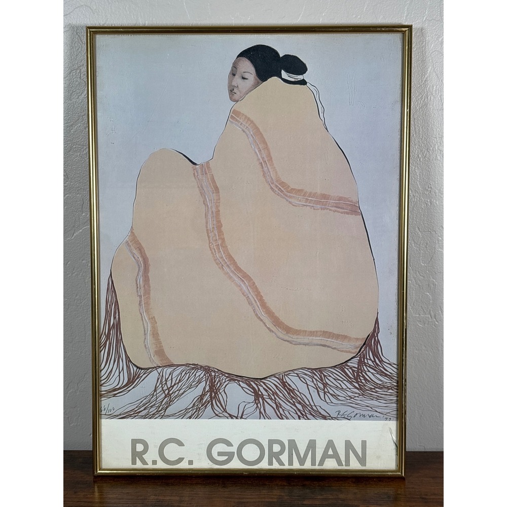 RC Gorman 1977 Limited Edition Lithograph Poster Navajo Woman 68/100 Framed